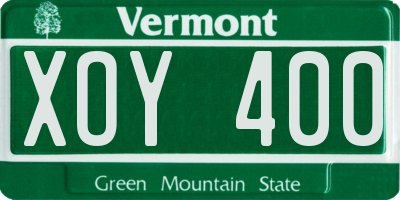 VT license plate XOY400