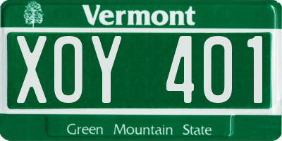 VT license plate XOY401