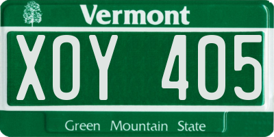 VT license plate XOY405