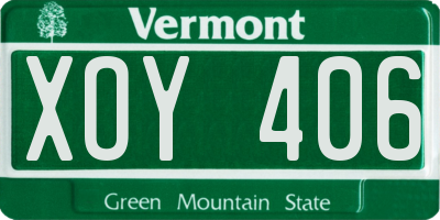 VT license plate XOY406