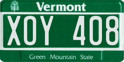 VT license plate XOY408