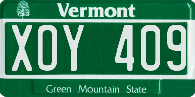 VT license plate XOY409