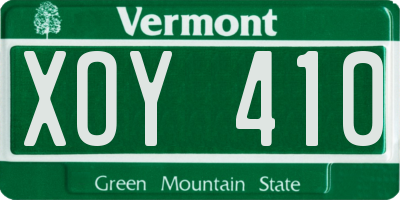 VT license plate XOY410