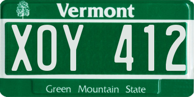 VT license plate XOY412