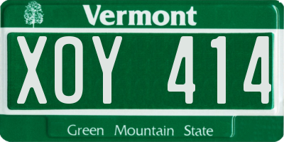 VT license plate XOY414