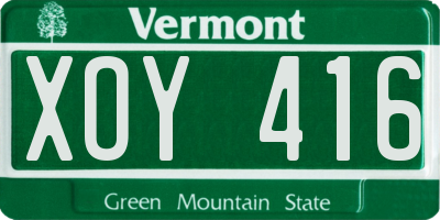 VT license plate XOY416