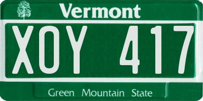VT license plate XOY417