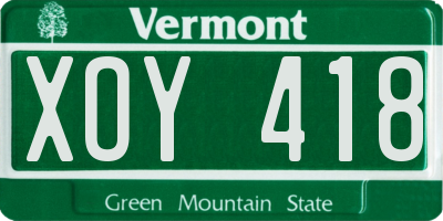 VT license plate XOY418