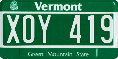 VT license plate XOY419