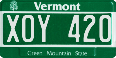 VT license plate XOY420