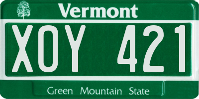 VT license plate XOY421