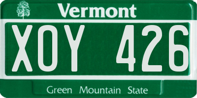 VT license plate XOY426