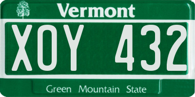 VT license plate XOY432