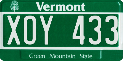 VT license plate XOY433