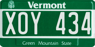 VT license plate XOY434