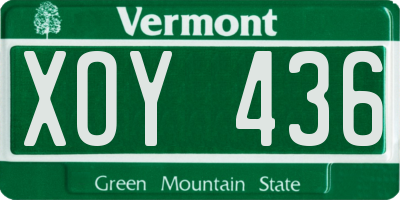 VT license plate XOY436