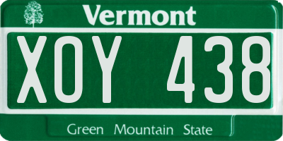 VT license plate XOY438