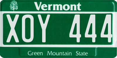 VT license plate XOY444