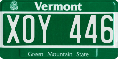 VT license plate XOY446
