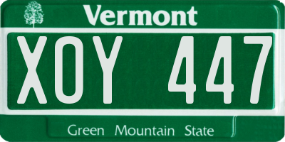 VT license plate XOY447