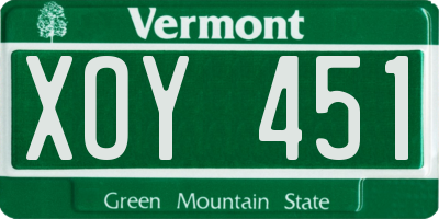 VT license plate XOY451