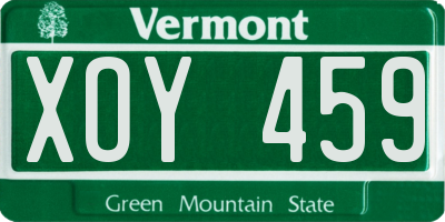 VT license plate XOY459