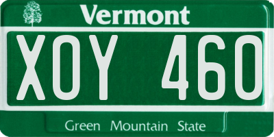 VT license plate XOY460