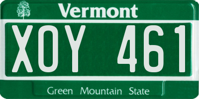 VT license plate XOY461