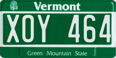 VT license plate XOY464