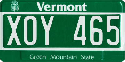 VT license plate XOY465