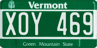VT license plate XOY469