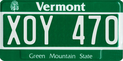 VT license plate XOY470