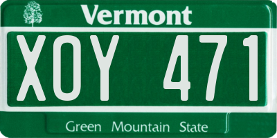 VT license plate XOY471