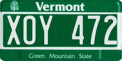 VT license plate XOY472