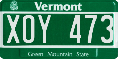 VT license plate XOY473