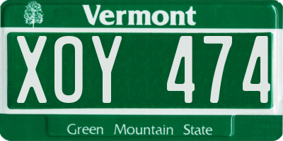 VT license plate XOY474