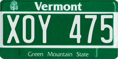 VT license plate XOY475