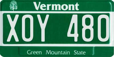 VT license plate XOY480