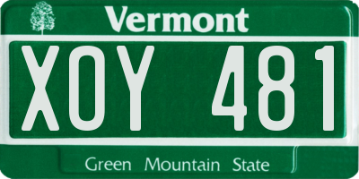 VT license plate XOY481