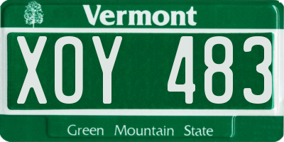 VT license plate XOY483