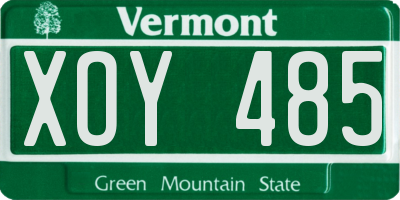 VT license plate XOY485