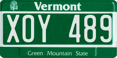 VT license plate XOY489