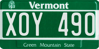 VT license plate XOY490