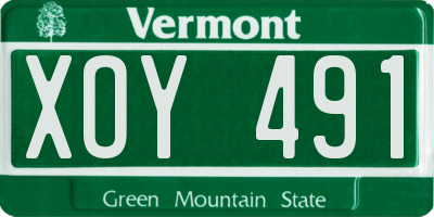 VT license plate XOY491