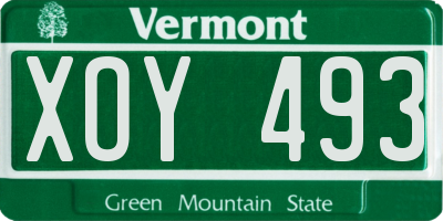 VT license plate XOY493