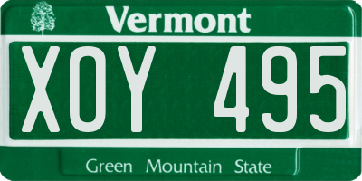 VT license plate XOY495