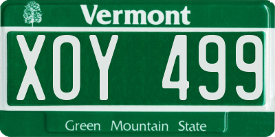VT license plate XOY499