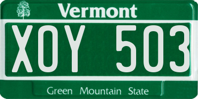 VT license plate XOY503