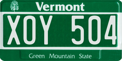 VT license plate XOY504