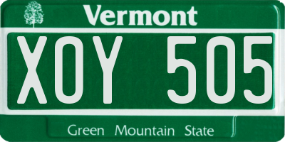 VT license plate XOY505